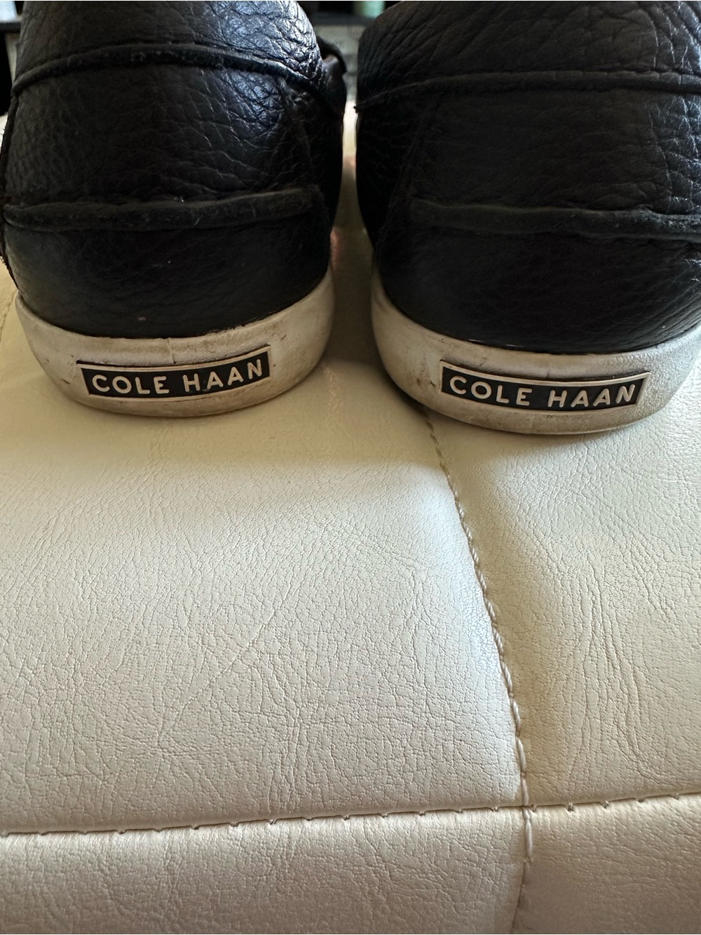 Cole Haan Black Leather Slip-On Women’s Loafers with White Sole - Picture 3 of 3